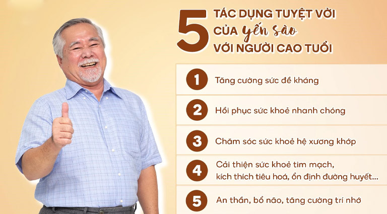 Yến sào mang đến nhiều lợi ích sức khỏe cho người già