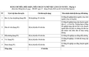 Trung tâm Y tế huyện Phú Bình, Thái Nguyên tuyển dụng viên chức năm 2024