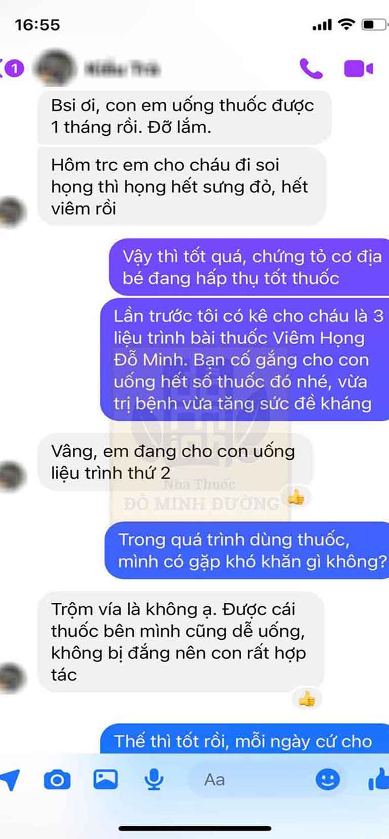 Phản hồi của bệnh nhân về hiệu quả chữa viêm họng, viêm amidan tại nhà thuốc Đỗ Minh Đường